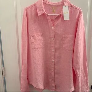 Pink LILLY PULITZER Button-Up LINEN shirt